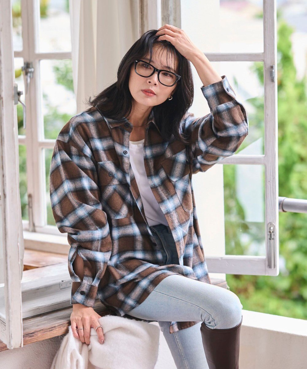 WEGO 【2025年秋冬新作/SMLサイズ展開/ユニセックス着用ITEM】オンブレチェックネルシャツ（LS） 