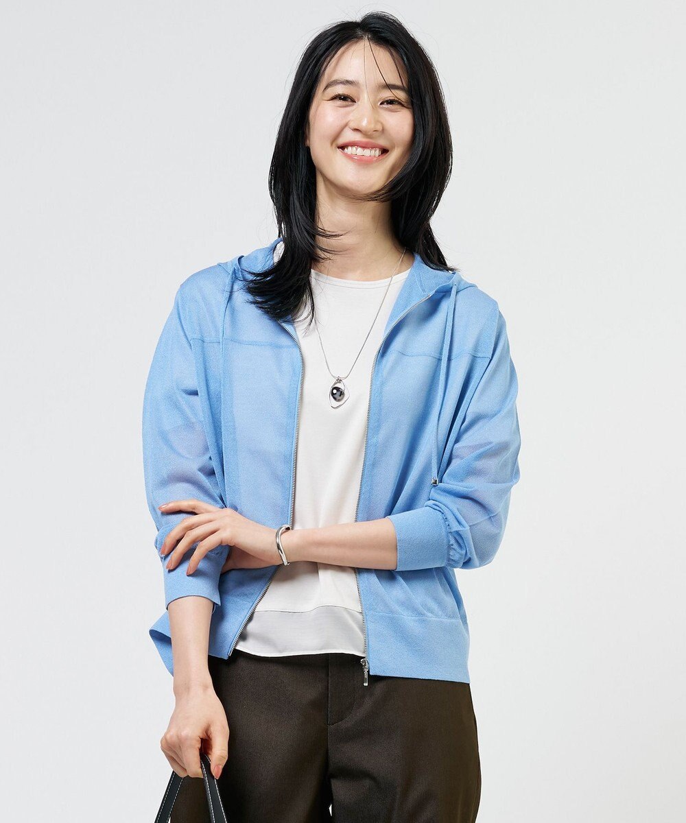 J.PRESS LADIES 【WEB限定カラーあり】SHEER LIGHT KNIT パーカー 