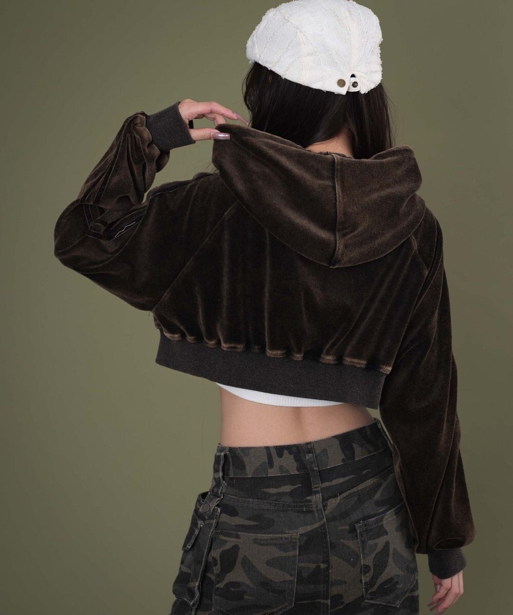 WEGO ベロア2ラインジップパーカー 