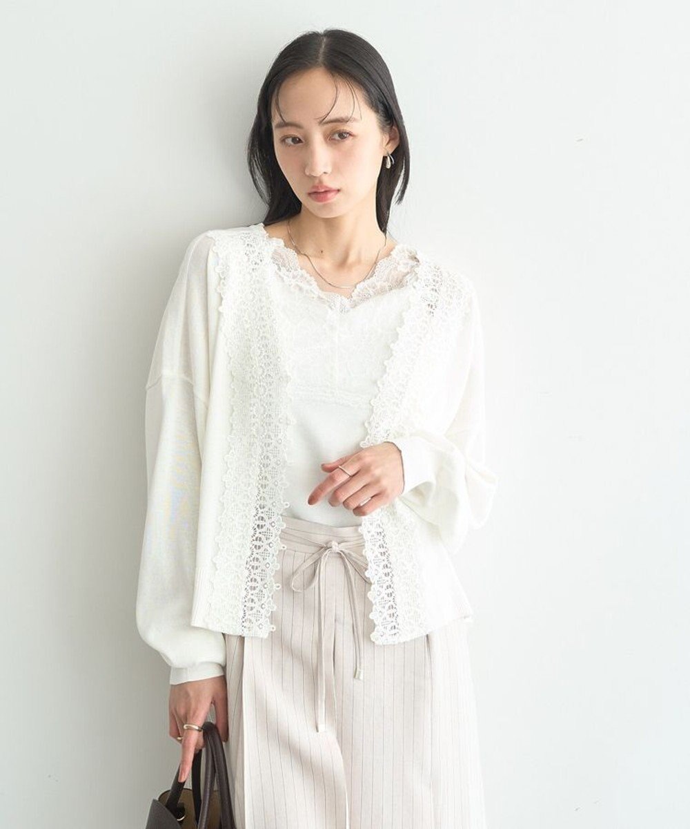 earth music&ecology 【2WAY】レーストリムシアーニットカーディガン 