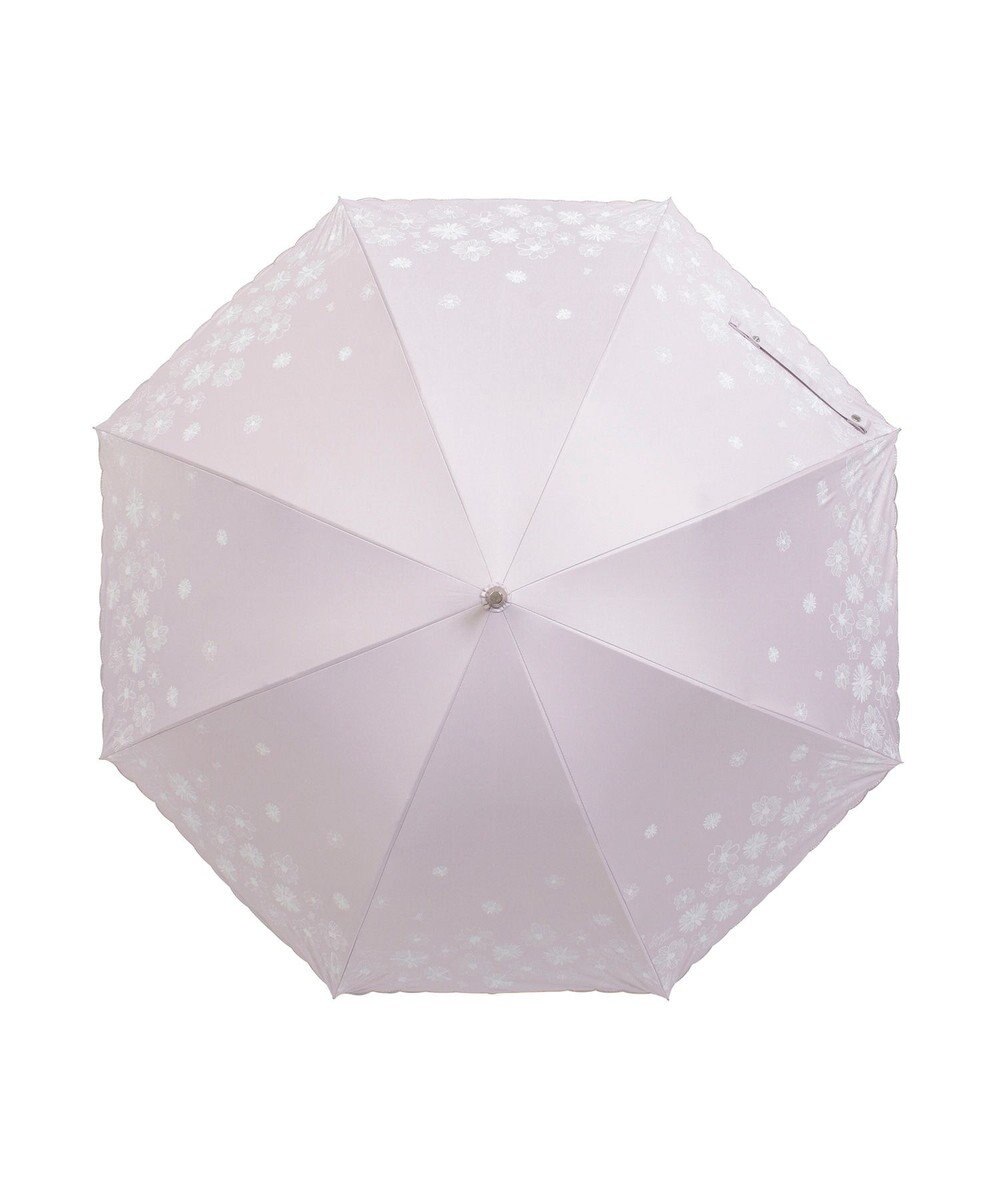 MOONBAT 【遮光率100％/遮熱/UV】LANVIN en Bleu (ランバン オン ブルー)晴雨兼用日傘 フラワーグリッター シルバースカラ刺繍 花柄 長傘 