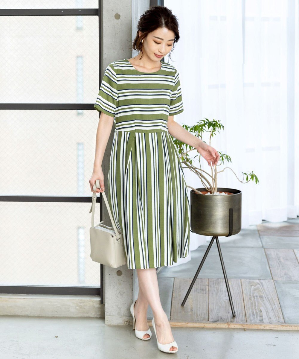 Tiaclasse 【洗える】 1枚でサマになるマルチボーダーワンピース 