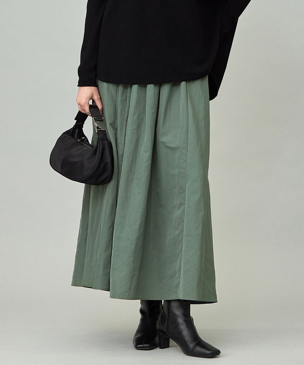 ICB L エステルメモリータフタ ピンタックスカート 