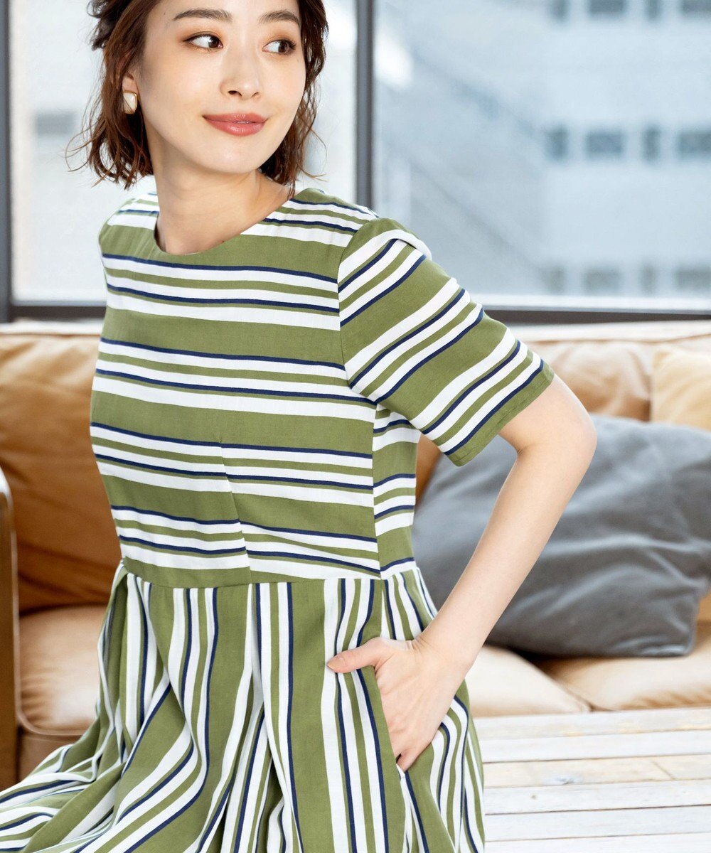 Tiaclasse 【洗える】 1枚でサマになるマルチボーダーワンピース 