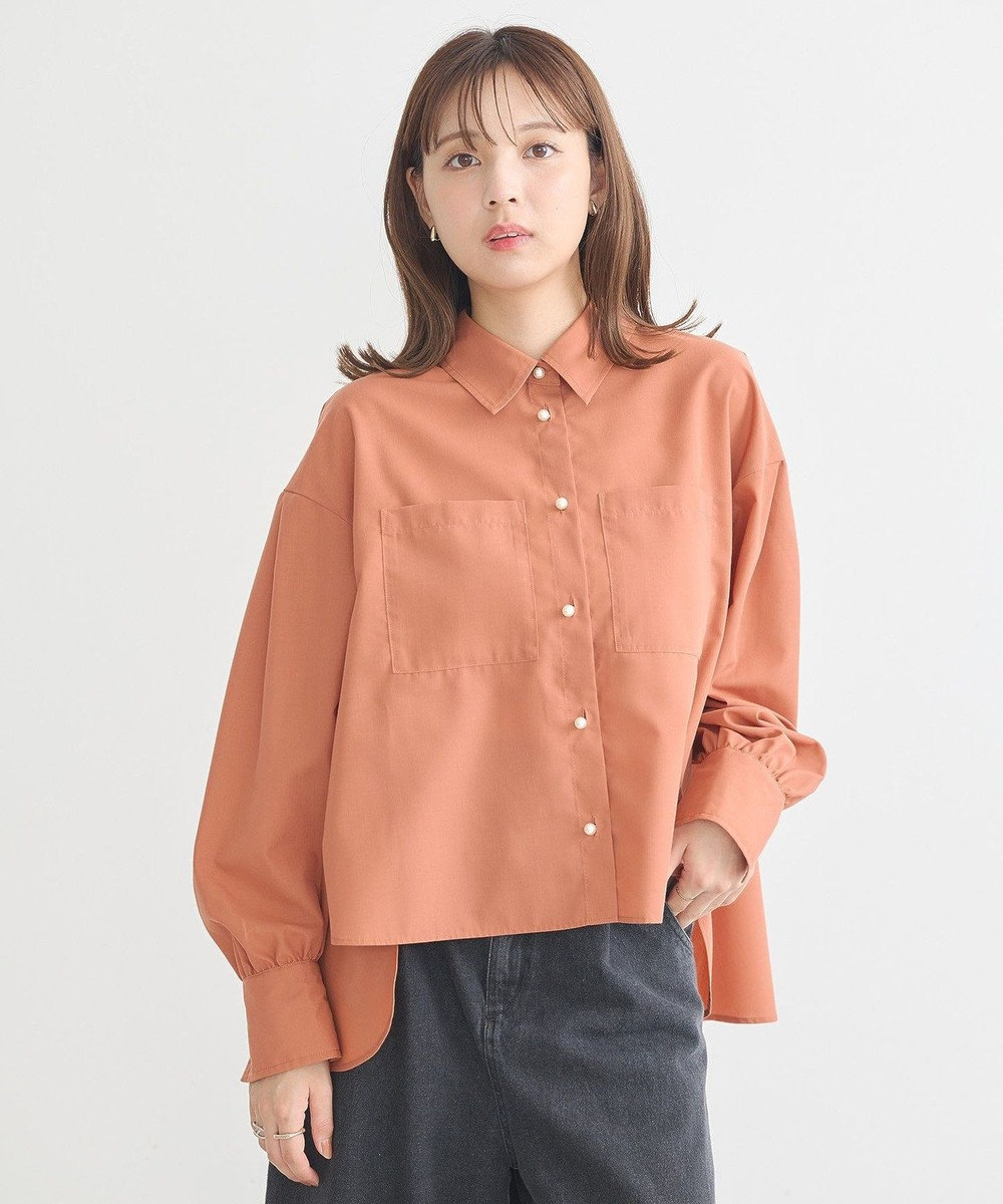 earth music&ecology オーバーフレアシャツ Pink Orange