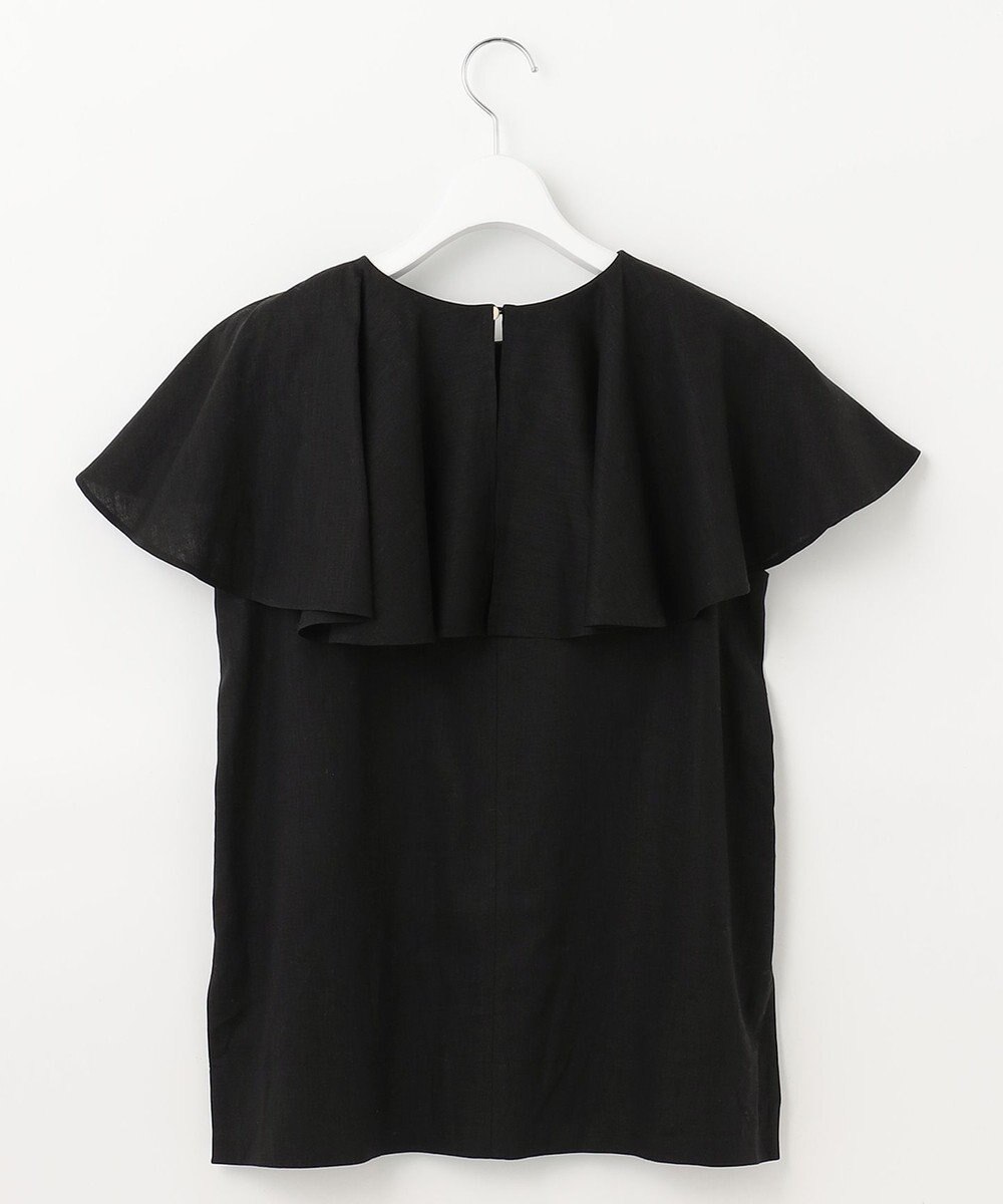 UNFILO 【洗える】リネンレーヨン　ラッフルカラーブラウス 