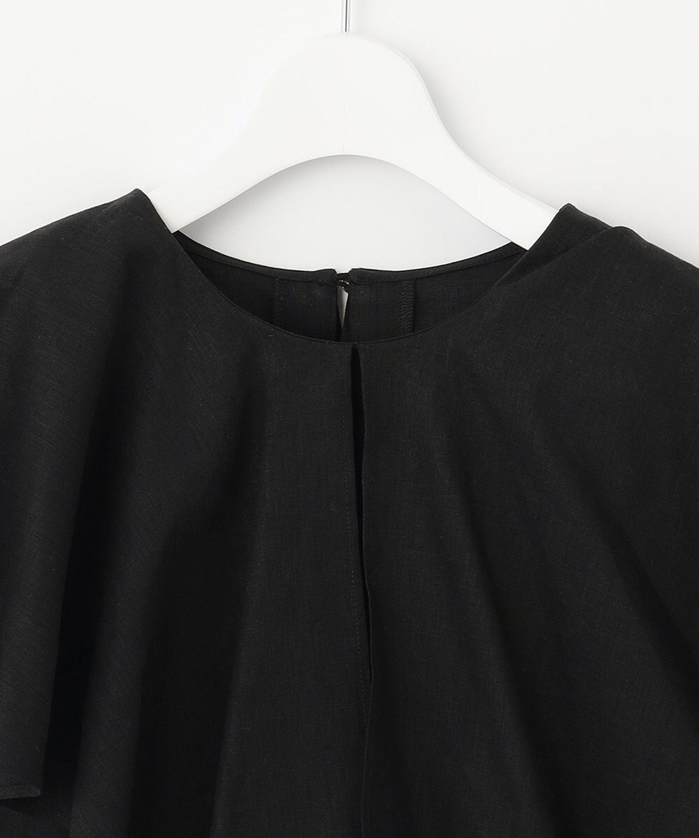 UNFILO 【洗える】リネンレーヨン　ラッフルカラーブラウス 