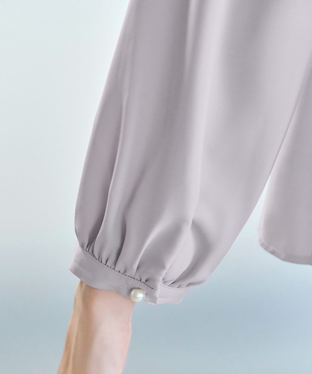 Tiaclasse 【スマート裏起毛・洗える】パールボタンブラウス 