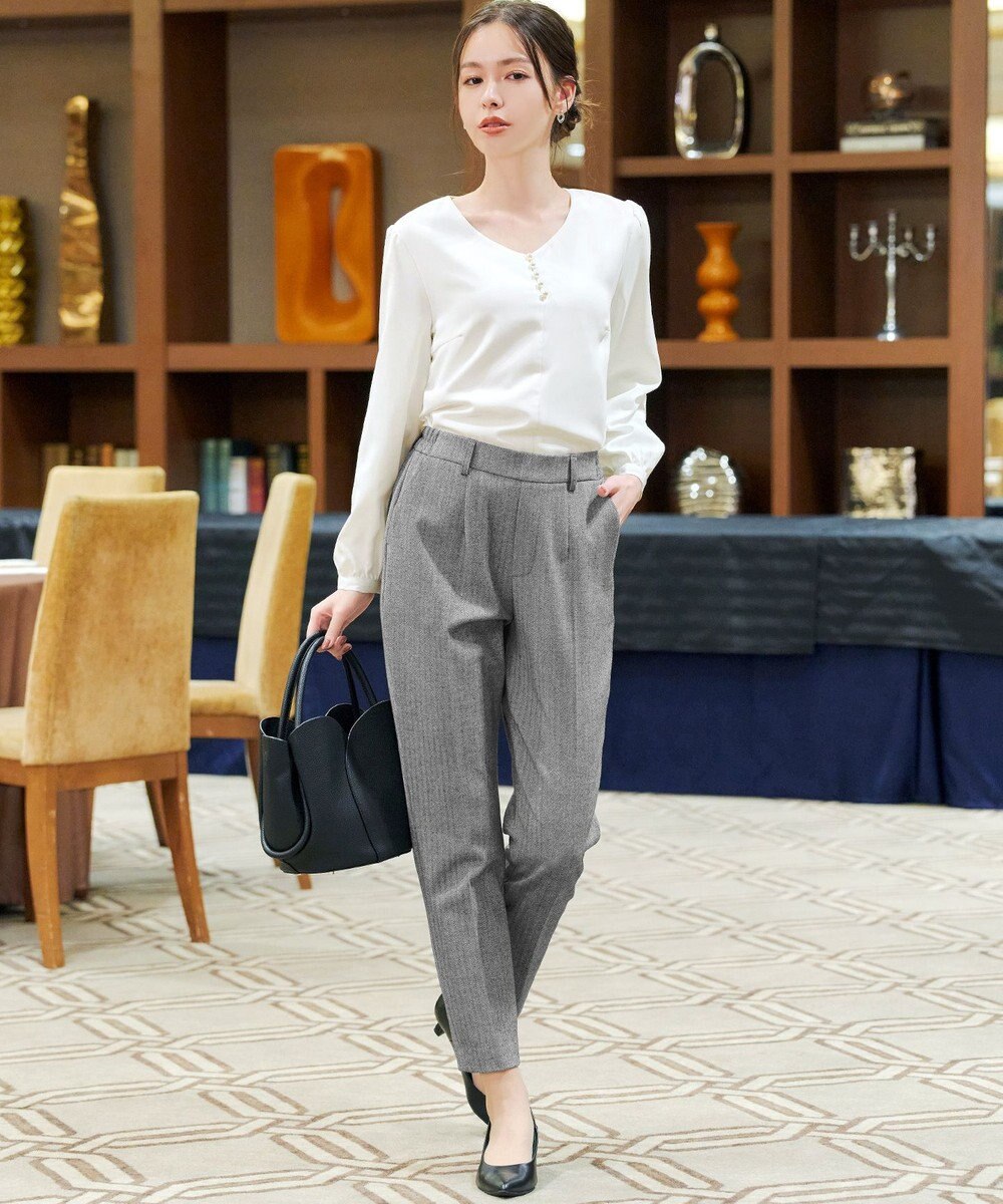 Tiaclasse 【スマート裏起毛・洗える】パールボタンブラウス 