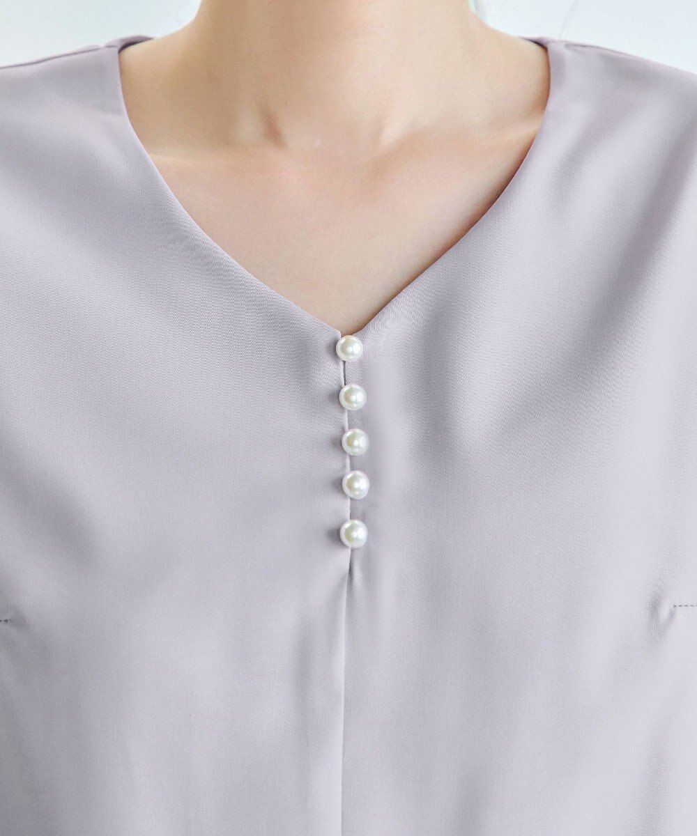 Tiaclasse 【スマート裏起毛・洗える】パールボタンブラウス 