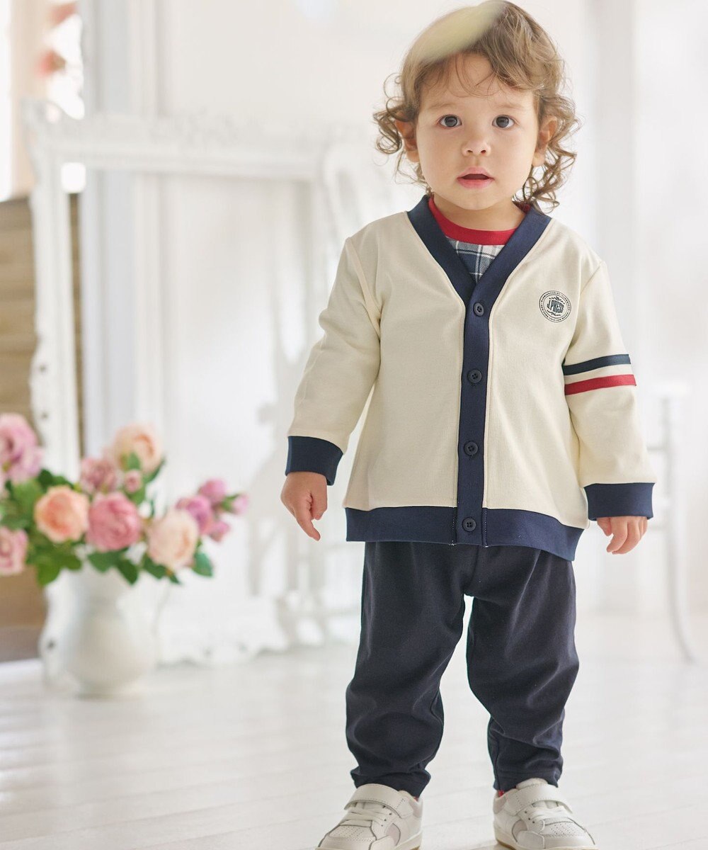 J.PRESS KIDS 【BOX付き】【80-90㎝】スムース 天竺カーディガン&長袖Tシャツ&パンツ セット 