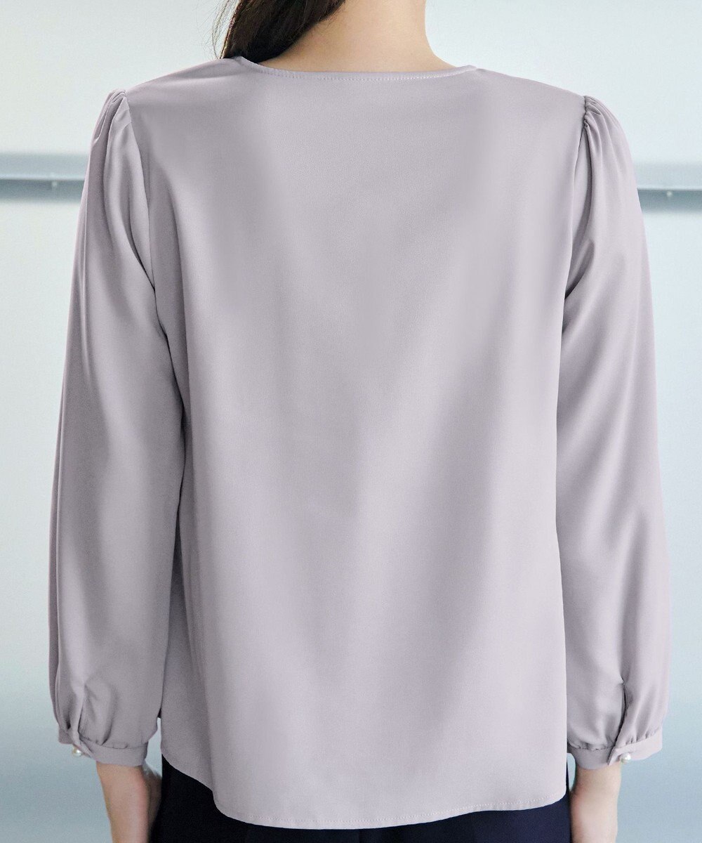 Tiaclasse 【スマート裏起毛・洗える】パールボタンブラウス 