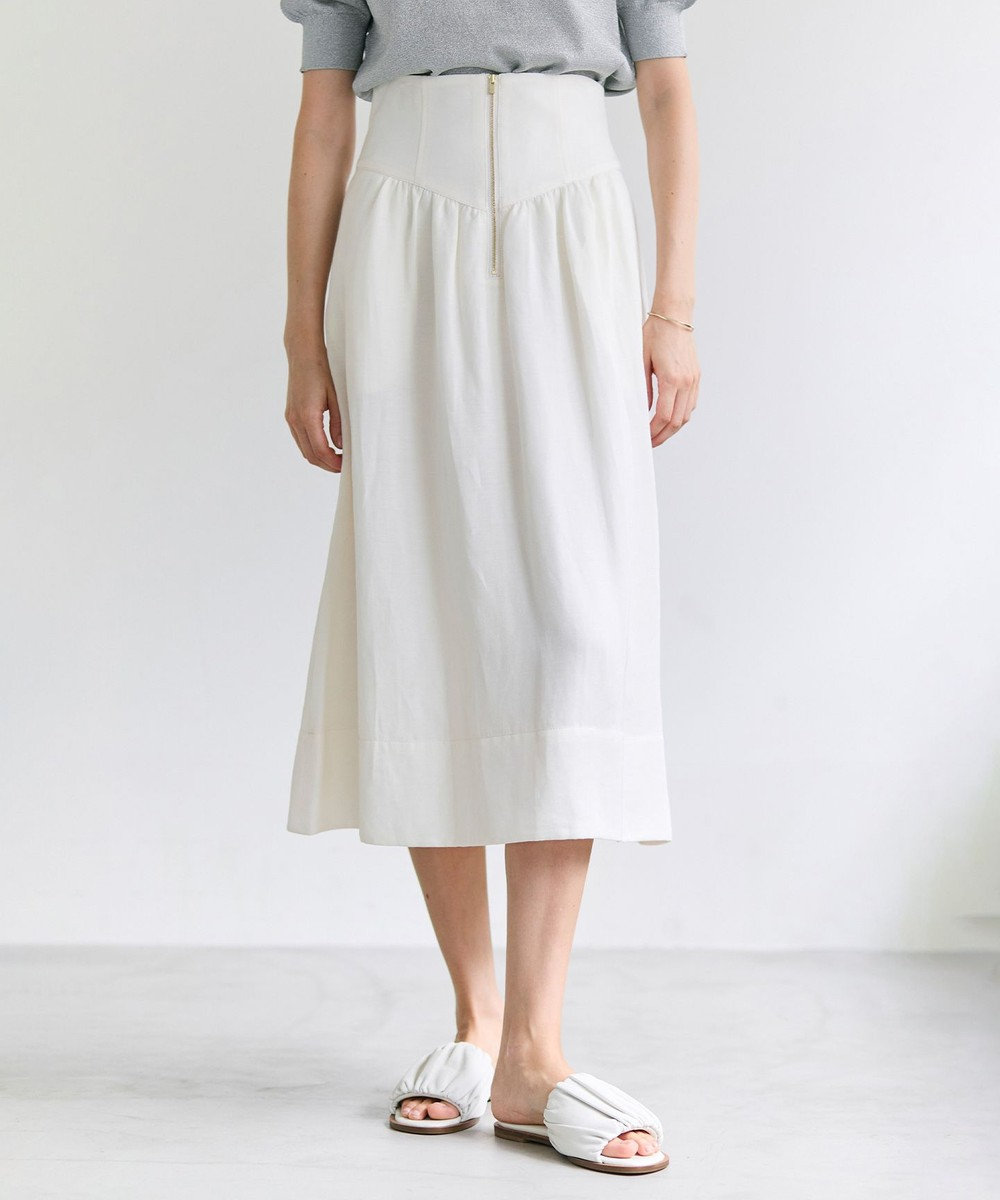BEIGE， BERNARD / リネン混 ゴールドジップ ハイウエススカート 