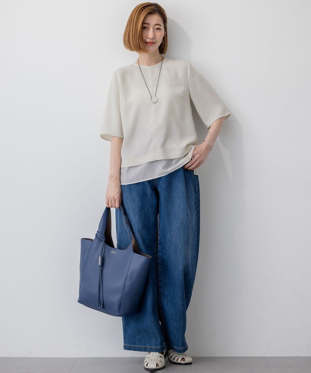 23区 【吸水速乾/UVカット/接触冷感】ストレッチジョーゼット シアーコンビ カットソー 