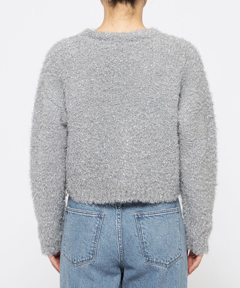 uncrave ヘアリー ラメ ニット ショート カーディガン（uncrave WHITE） 