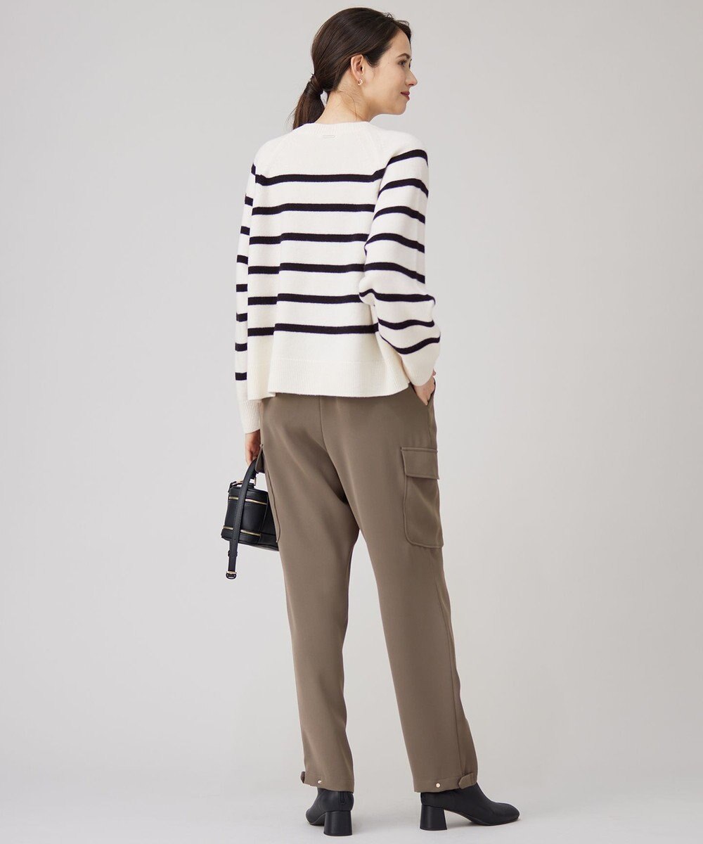 自由区 【洗える】ウールカシミヤブレンドボーダークルーネック ニット 