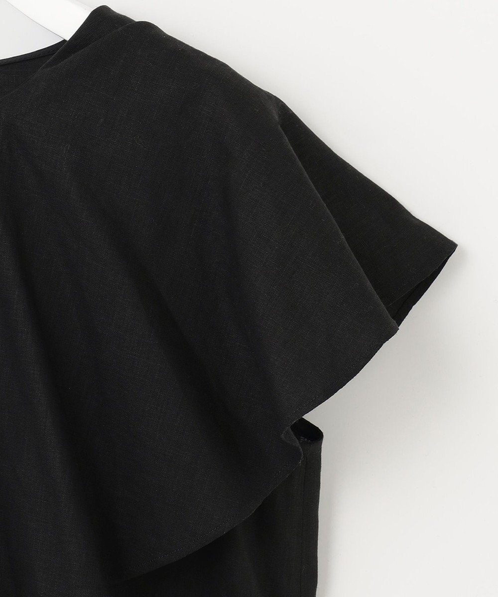 UNFILO 【洗える】リネンレーヨン　ラッフルカラーブラウス 