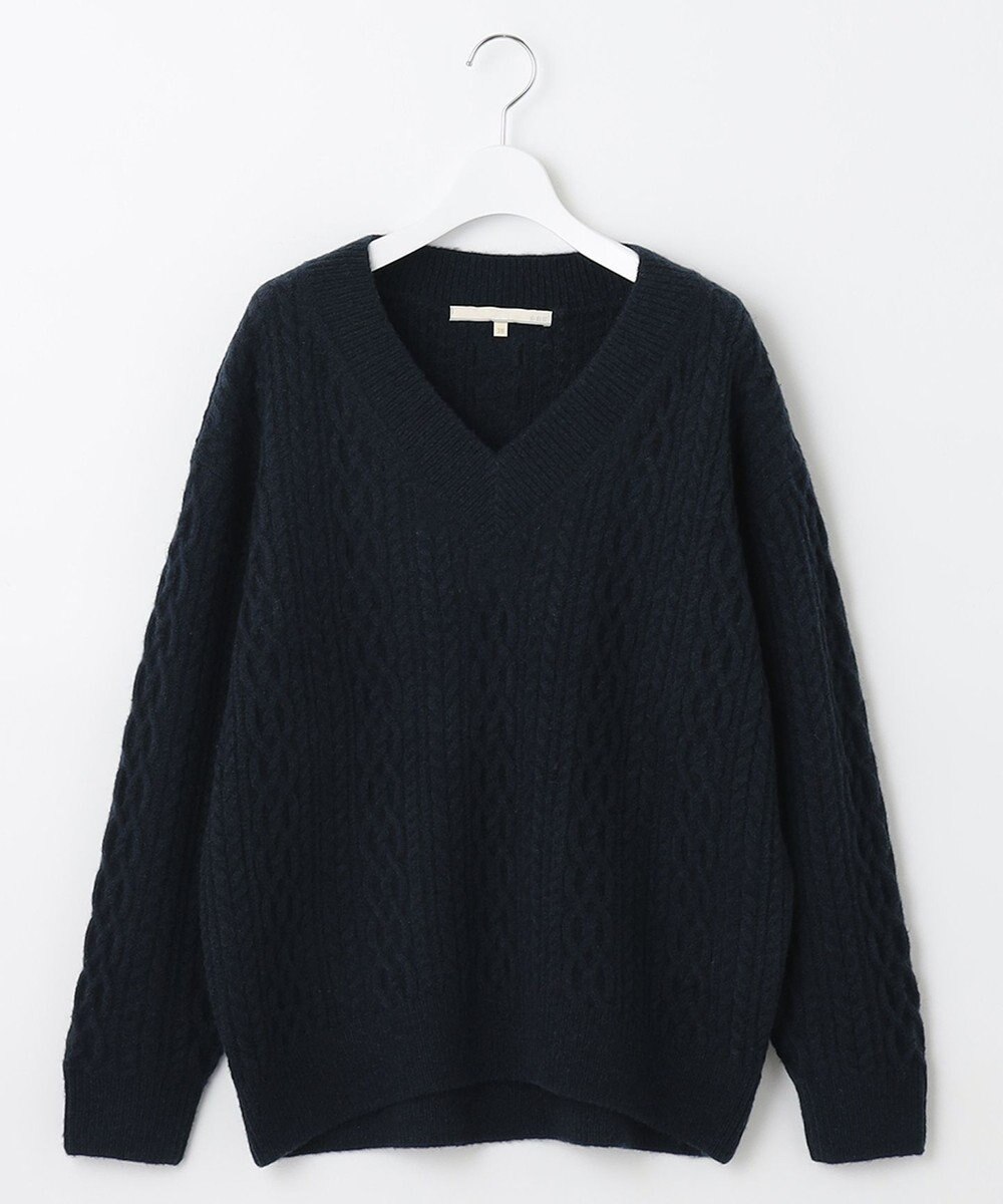 自由区 アランパターン Vネックニット 