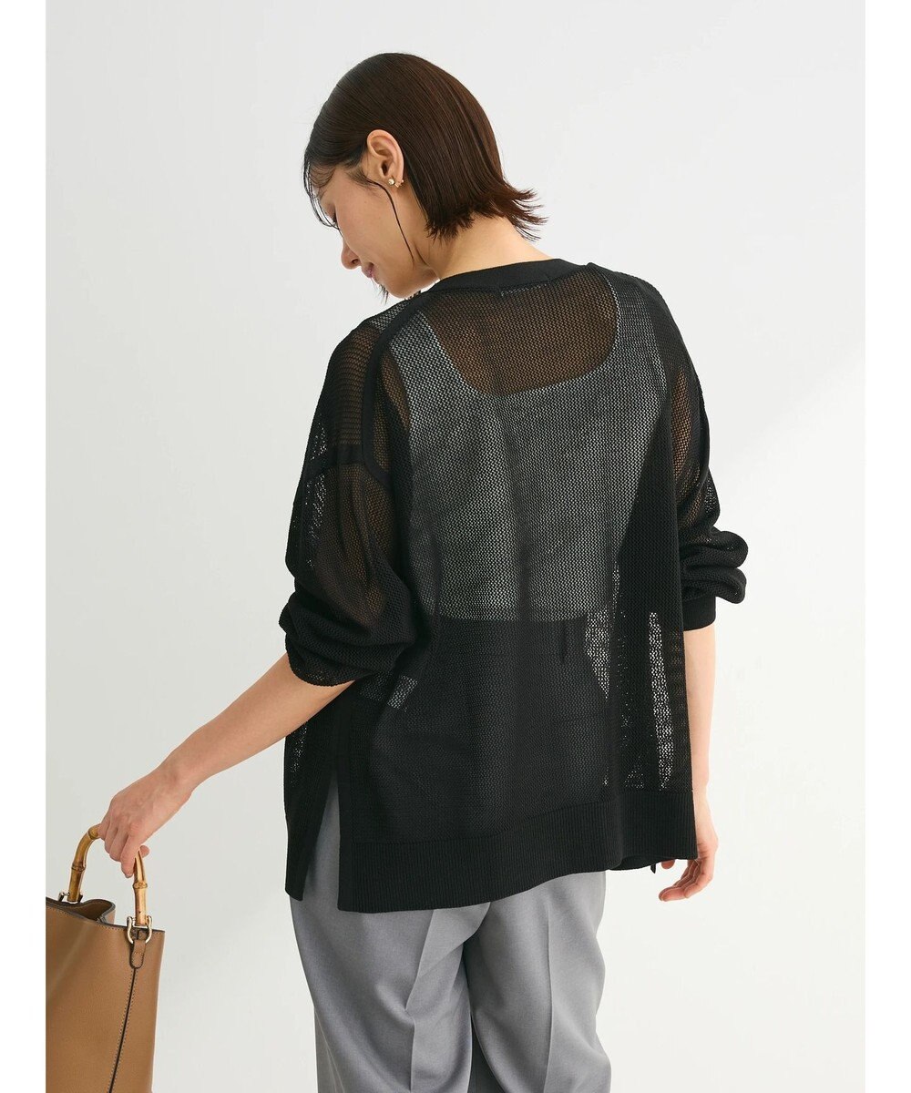 Green Parks メッシュミディ丈ニットカーディガン 