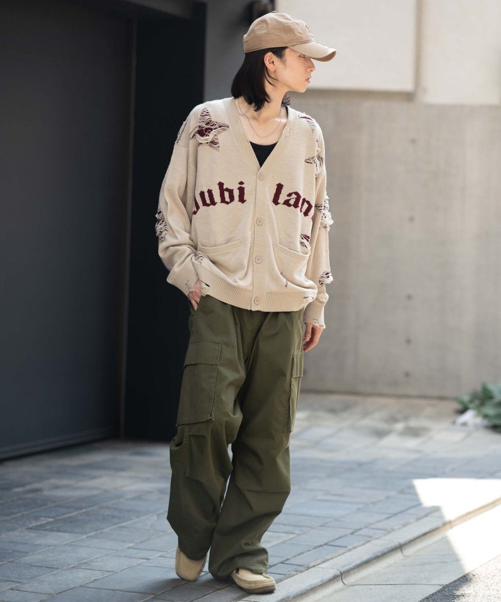 WEGO 【ユニセックス着用ITEM】ダメージジャガードカーディガン 