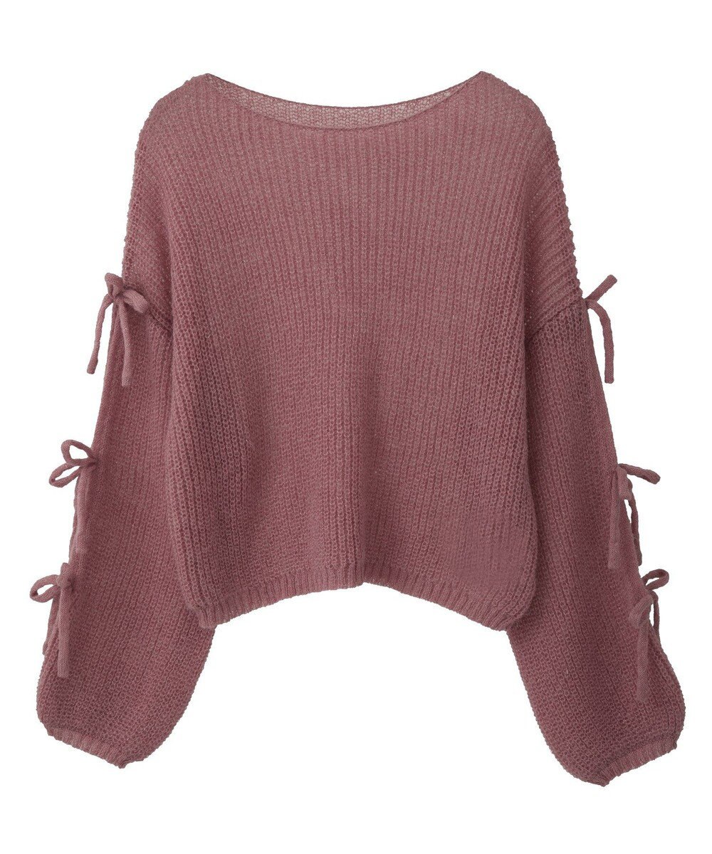 earth music&ecology サイドリボン透かしニットプルオーバー 