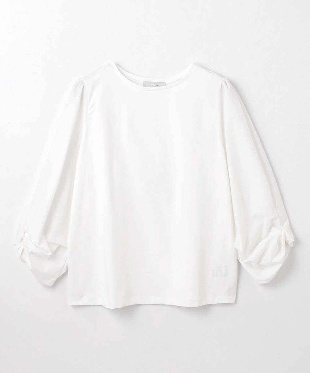 ANY 【洗濯機可/UVケア/アンチピリング】布帛ねじり袖コンビプルオーバー 