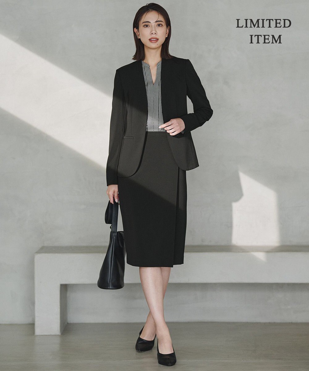 ICB L 【新色追加・WEB限定】BackSatinAmunzen キーネックブラウス 