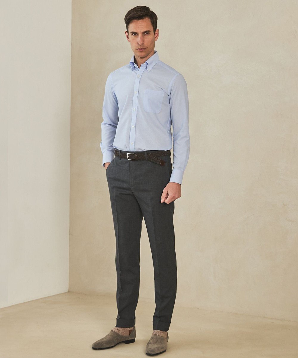 GOTAIRIKU 春夏向け【形態安定】SUMMERPREMIUMPLEATS_ボタンダウンカラー 長袖ドレスシャツ(25/26年モデル) 