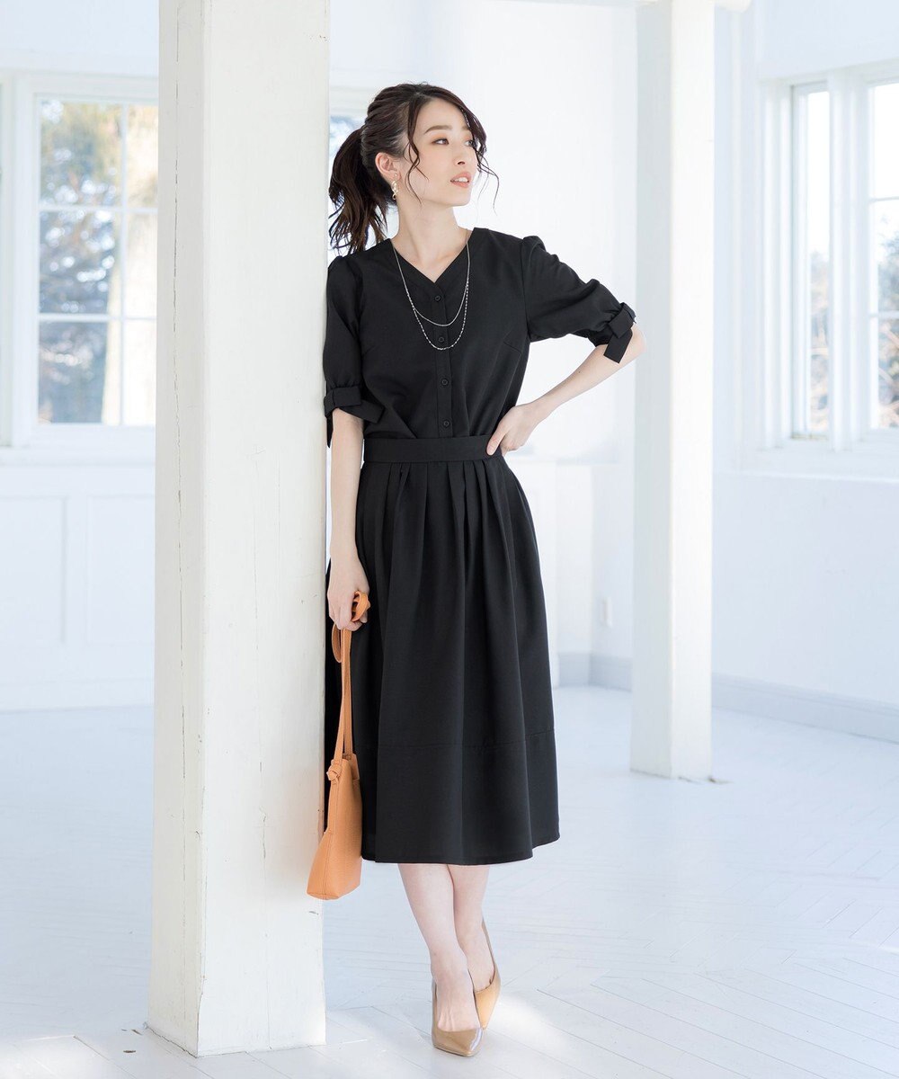 Tiaclasse L 【洗える】麻調リボン袖ブラウス 