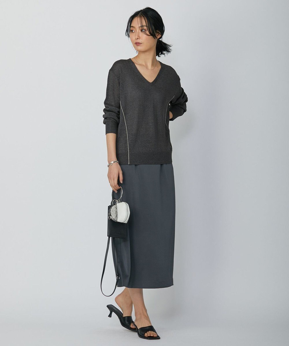 ICB 【WEB限定カラーあり・洗える】ペーパーブレンドシャインニット Vネックプルオーバー 