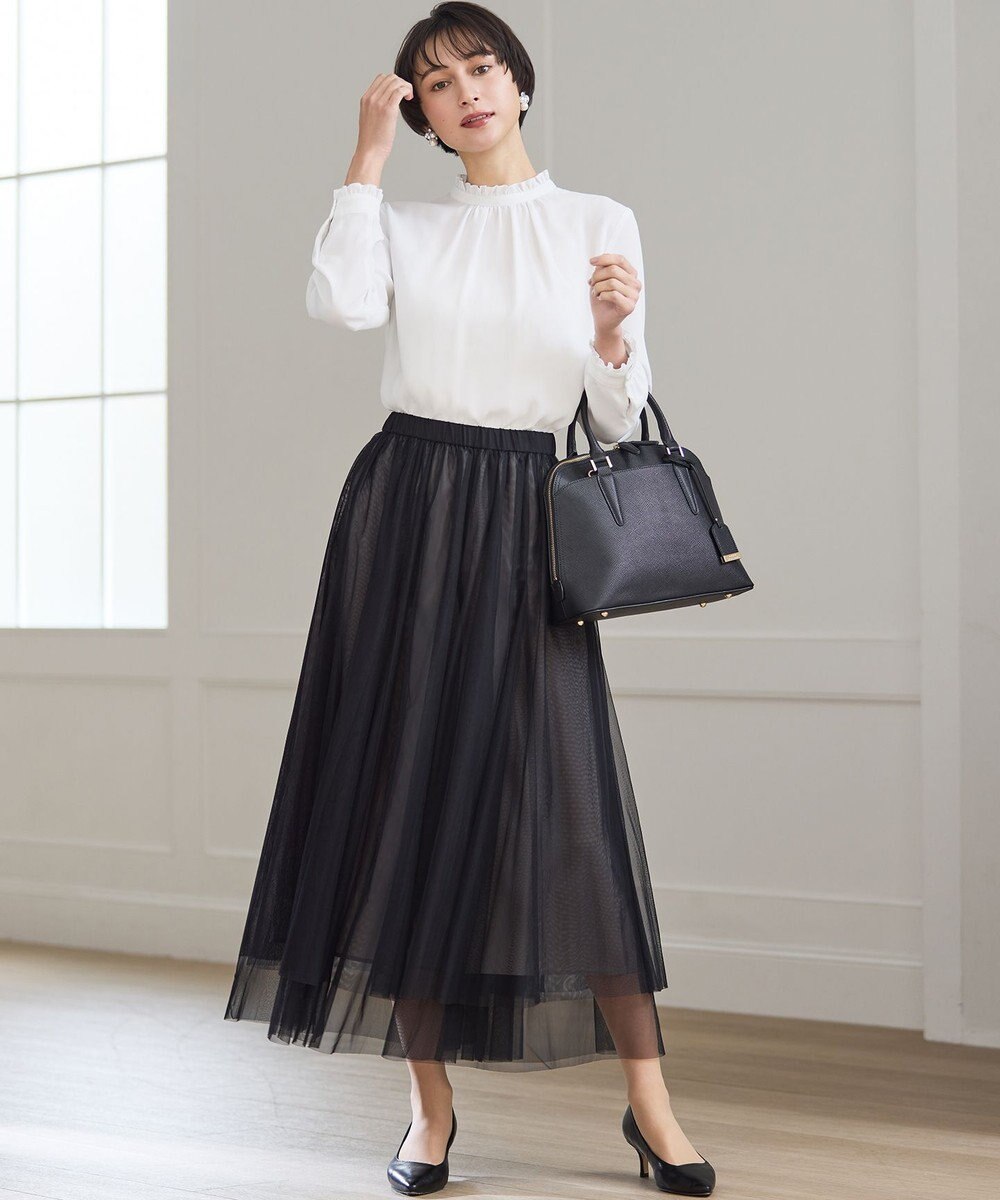 23区 L 【洗える】バックサテンアムンゼン フリルデザインシャツ 