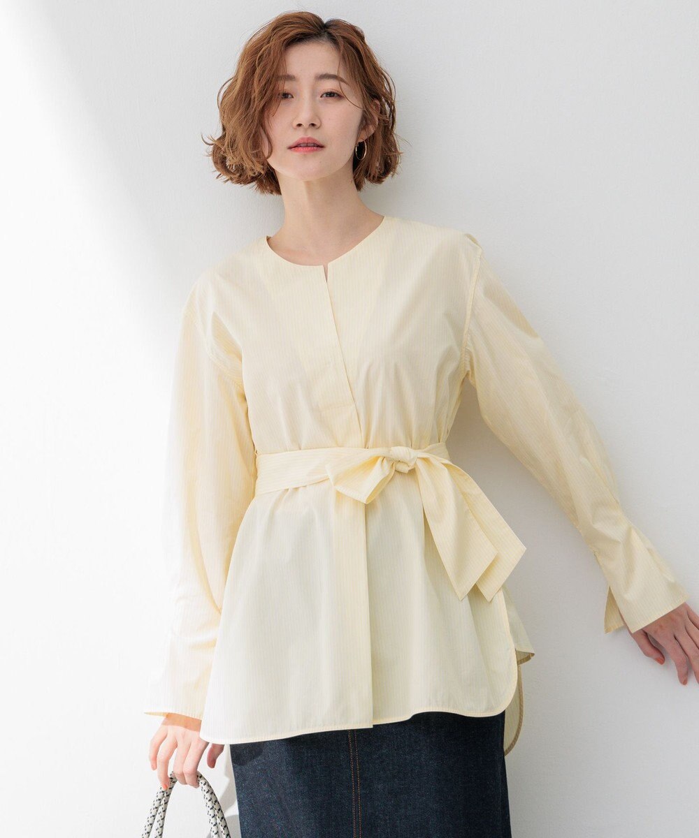 23区 L CANCLINI スキッパーベルト付き ブラウス 