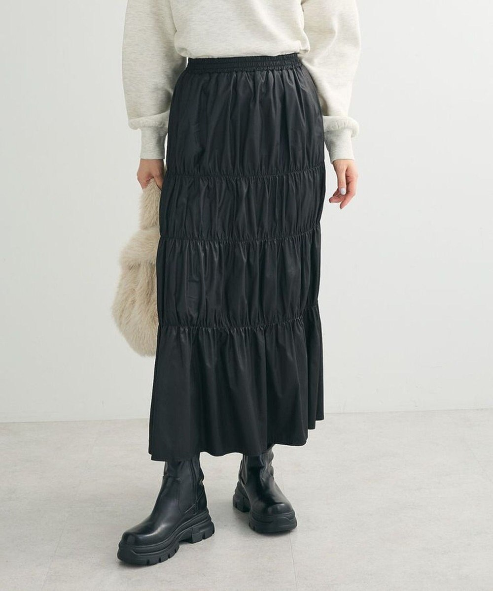 Green Parks チンツ加工シャーリングスカート 