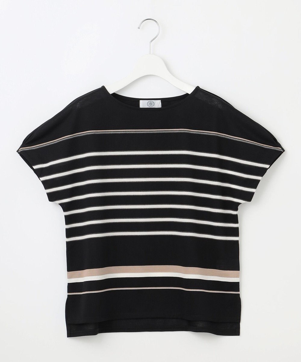 J.PRESS LADIES L パネルボーダー フレンチスリーブ カットソー 