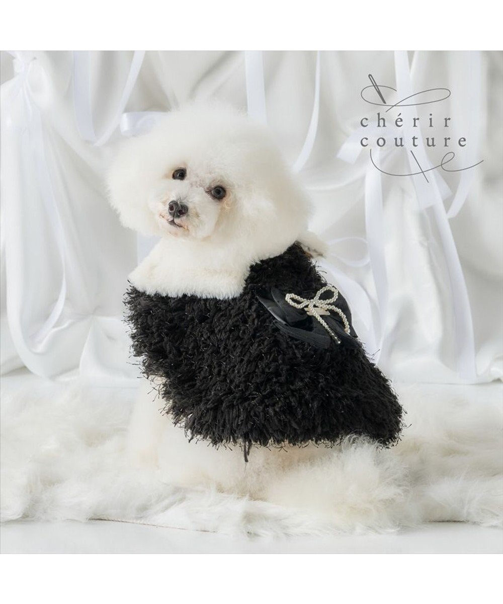 PET PARADISE cherircouture ドットリボン ポンチョ 《ブラック》 小型犬 
