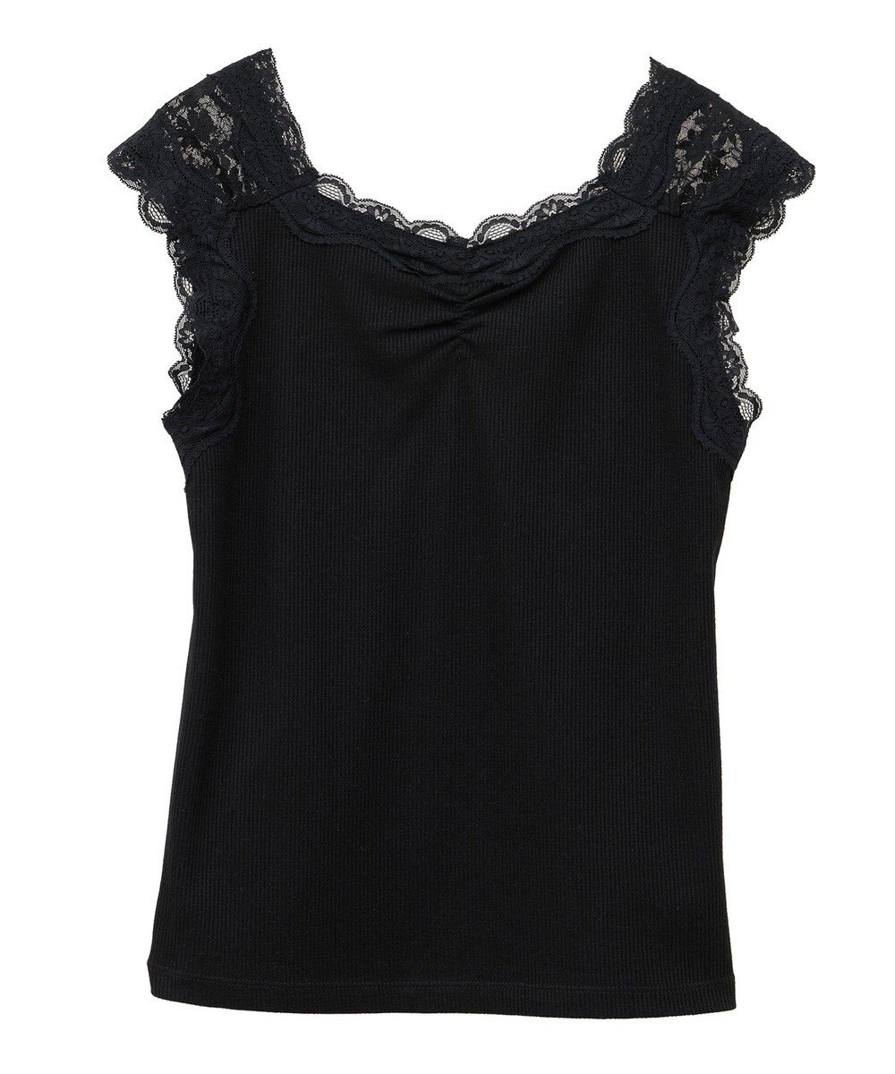 earth music&ecology ラメテレコショルダーレースタンクトップ 