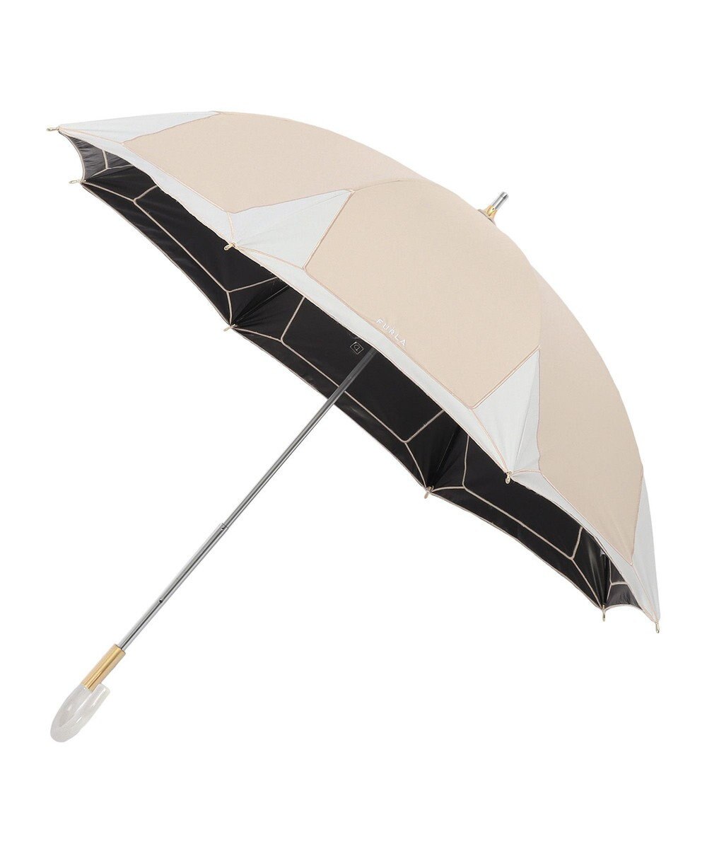 MOONBAT 【フルラ （FURLA）】晴雨兼用日傘 長傘 バイカラーロゴ刺繍 一級遮光 UV 