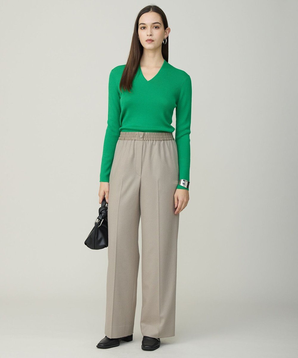 ICB 【新色追加】 エクストラファインメリノリブ Vネックプルオーバー 