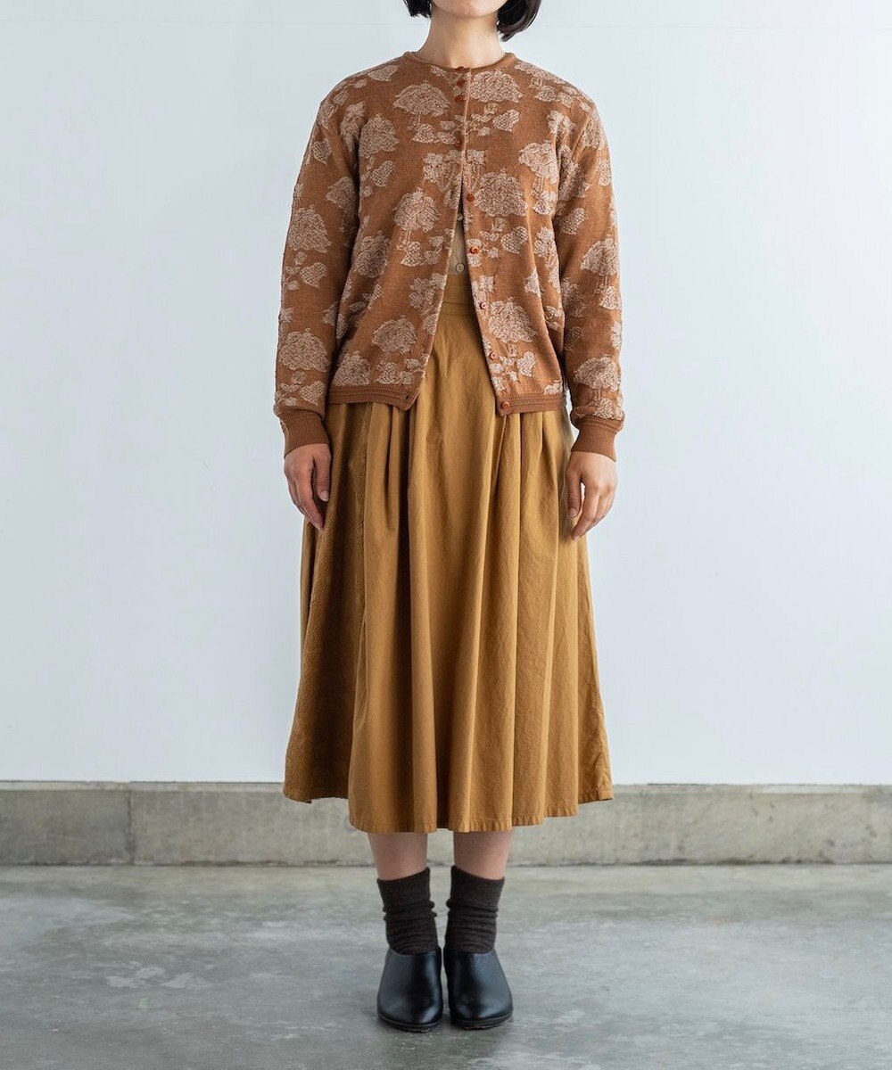 muuc 〈高品質スーパー120S極細ウールニット〉フラワージャカードのミドルゲージカーディガン 