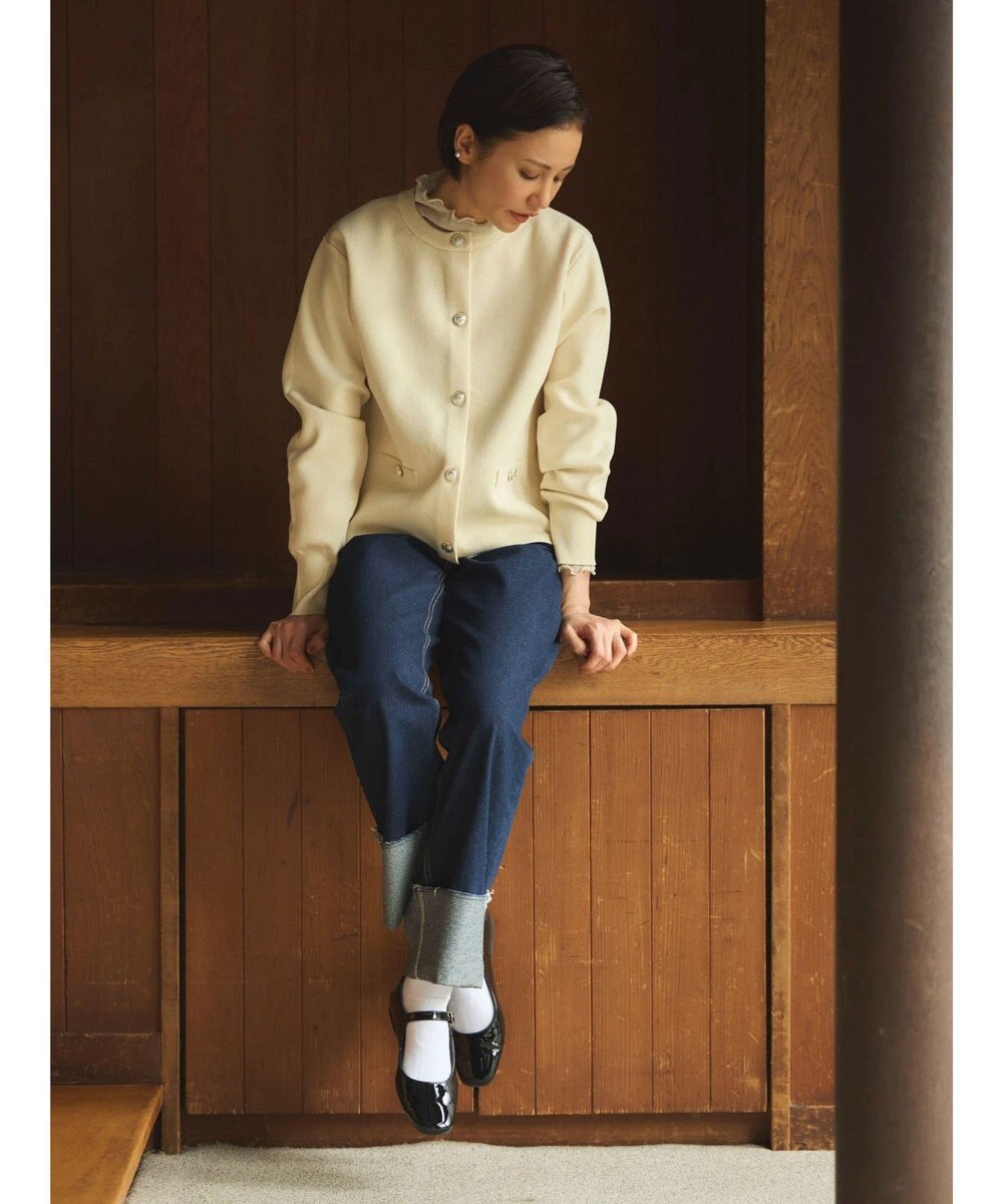 Green Parks ゴールド釦ボックス型カーディガン 