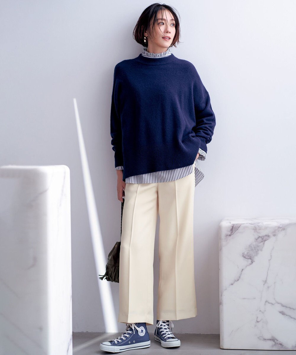 UNFILO イージーケア フリルネック シャツ 