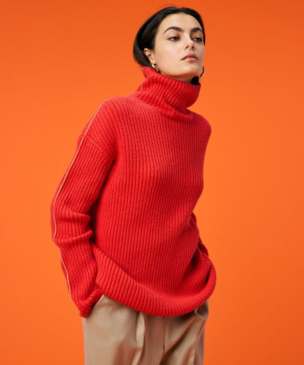 BEIGE， 【洗える】BERTAINA /  配色リンキングタートルネックニット 