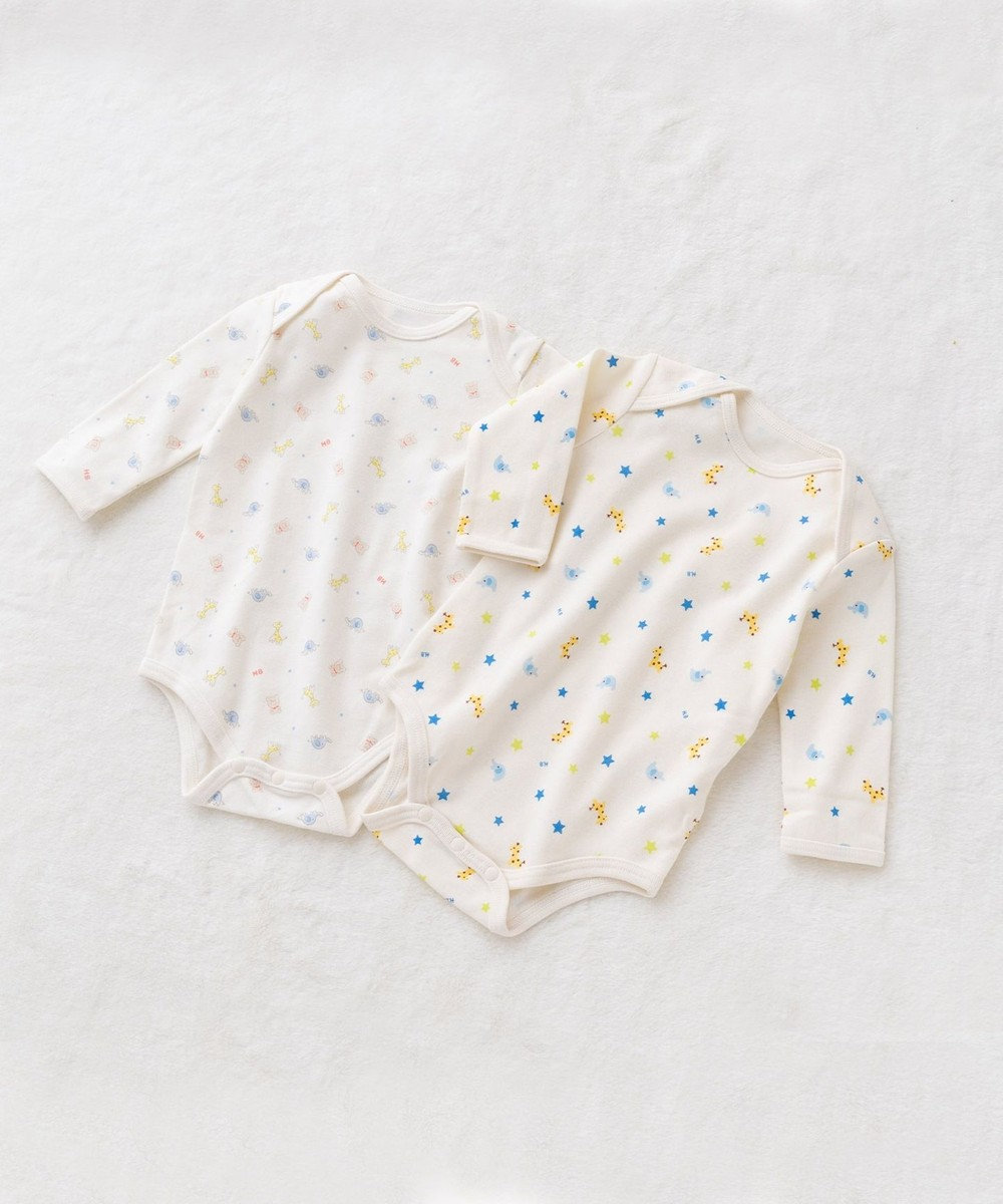 MIKI HOUSE HOT BISCUITS 【70-90cm】 長袖ボディシャツ２枚セット(かぶり仕様) 