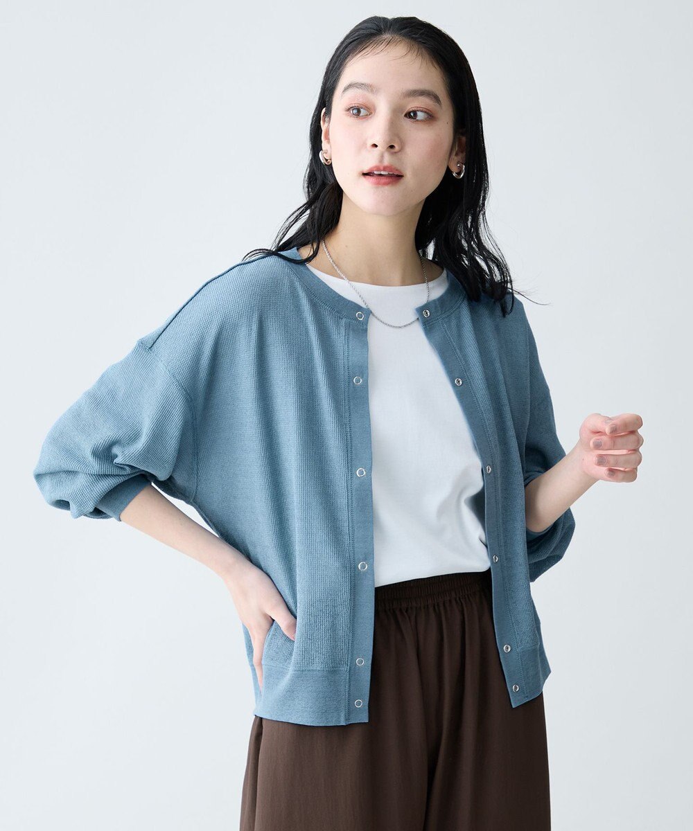 ANY シアーワッフルカーディガン 