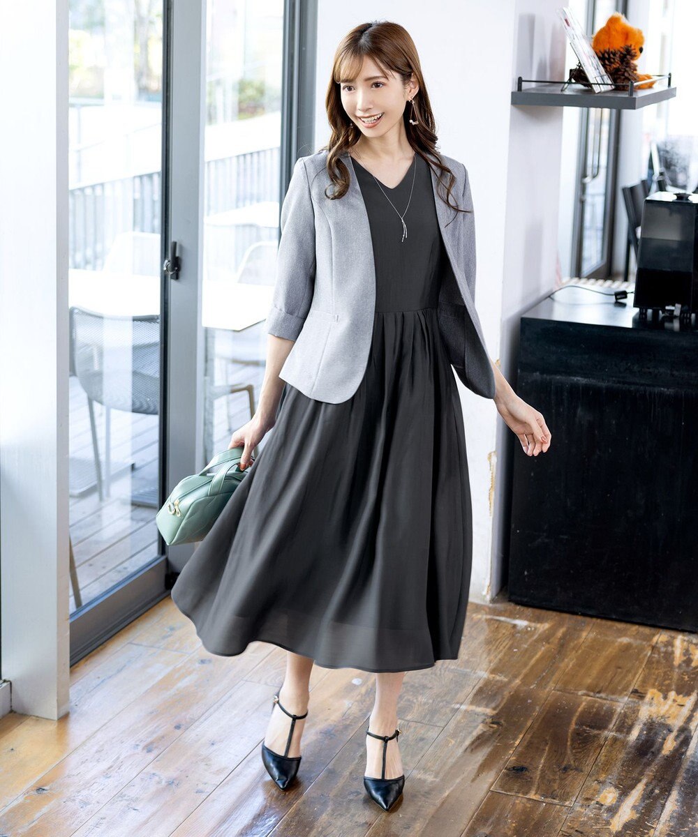 Tiaclasse 【洗える】大人上品なシアータックワンピース 