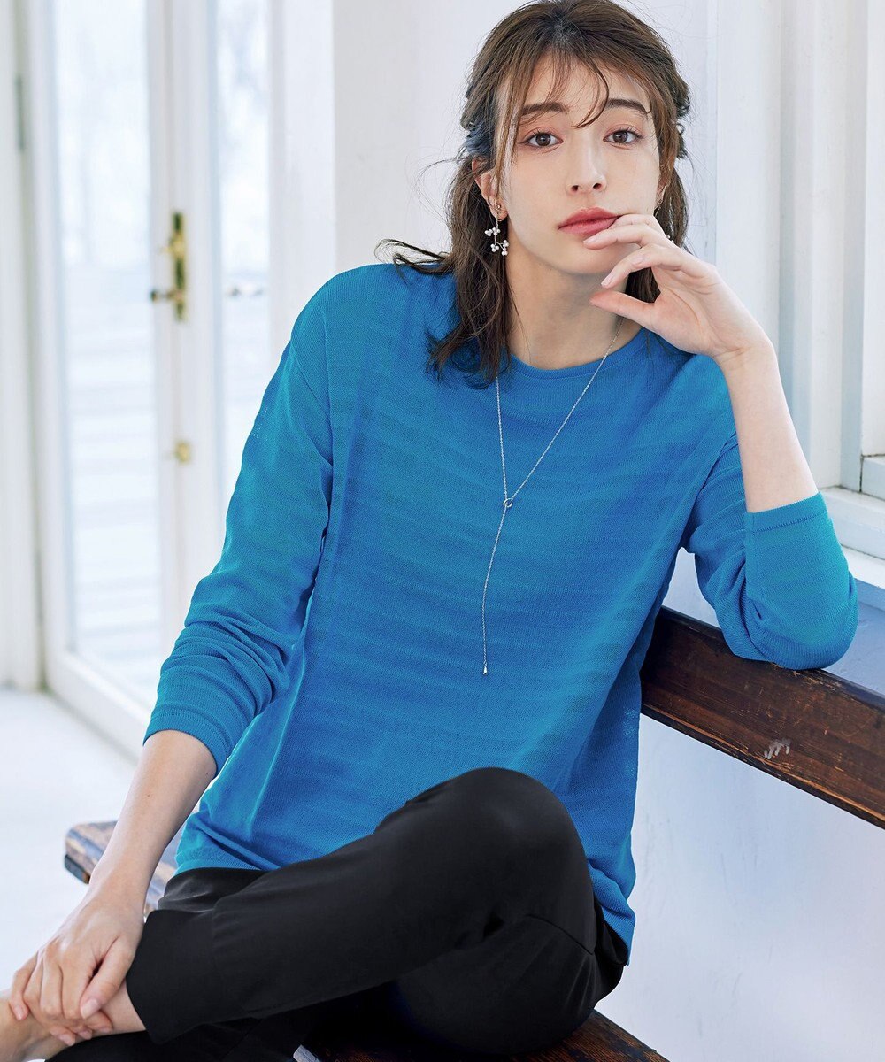 Tiaclasse 【インナーセット・洗える】ボーダー編みシアーニットアンサンブル 