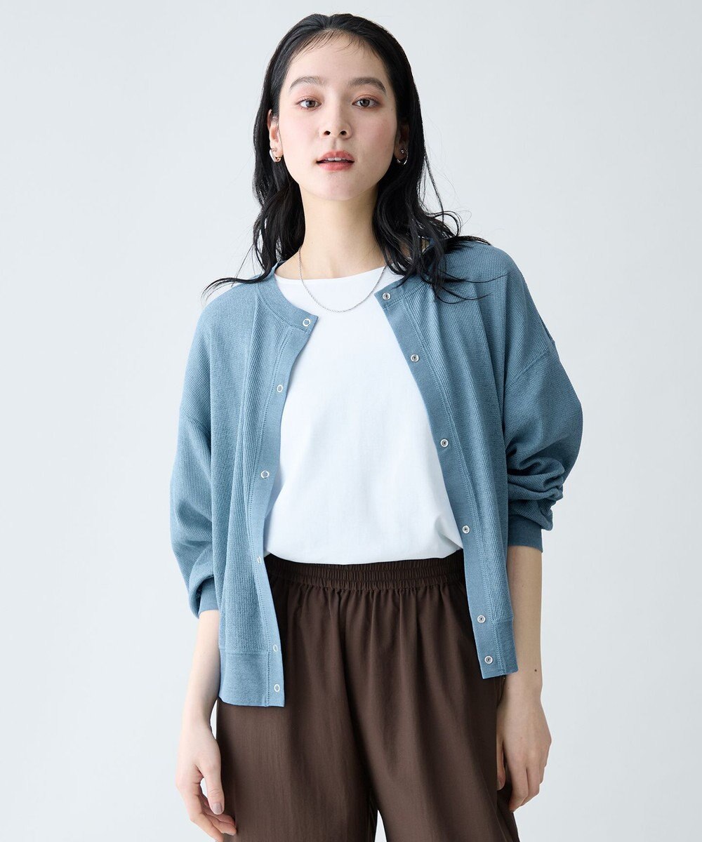 ANY シアーワッフルカーディガン 