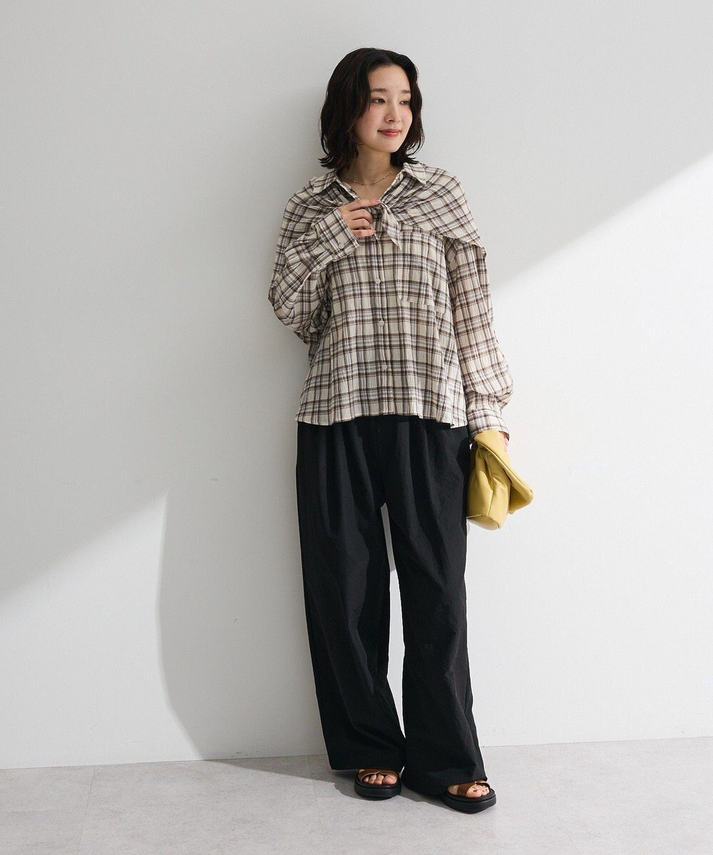 Green Parks スカーフ付チェックシャツ 