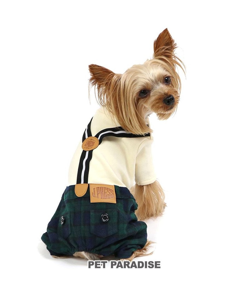 PET PARADISE J.PRESS ブラックウォッチ パンツつなぎ  小型犬 白~オフホワイト