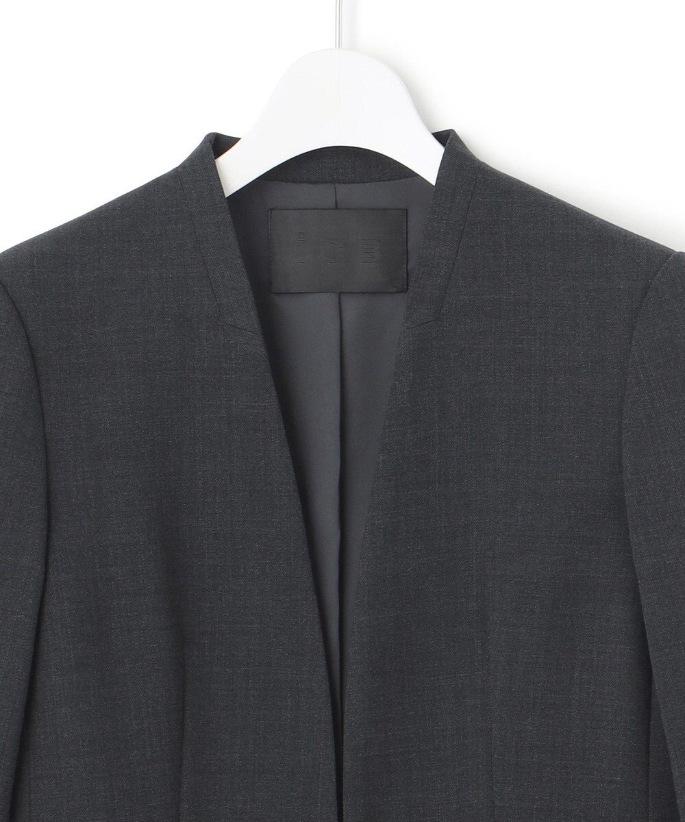 ICB 【UVカット・洗える】ウール2WAYストレッチ ノーカラージャケット 